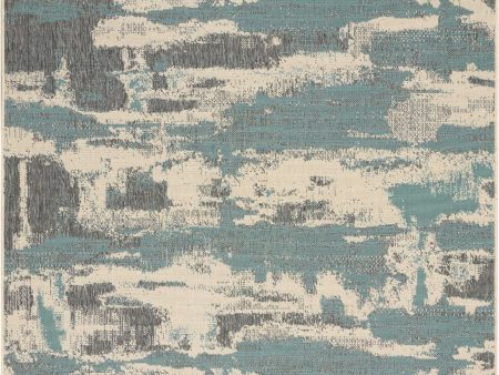 Barclay Butera Lido LID03 Cream Aqua Contemporary Flat Weave Rug Online Hot Sale