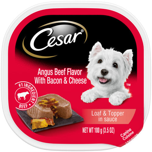 Cesar Loaf & Topper in Sauce Adult Wet Dog Food Angus Beef w Bacon & Cheese, 24Each 3.5 Oz, 24 Pack (Count of 24) by San Francisco Bay Brand Hot on Sale